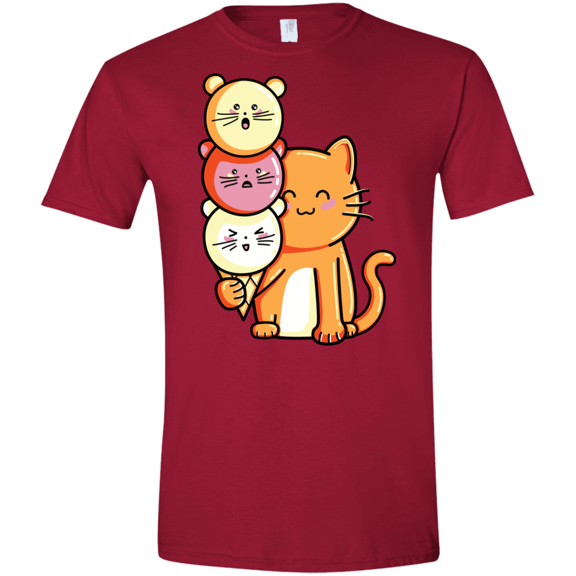 T-Shirts Cardinal Red / S Cat and Micecream Men's Semi-Fitted Softstyle