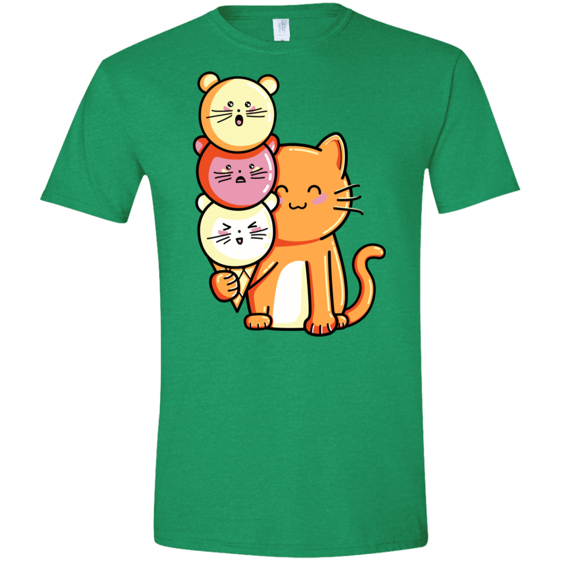 T-Shirts Heather Irish Green / M Cat and Micecream Men's Semi-Fitted Softstyle