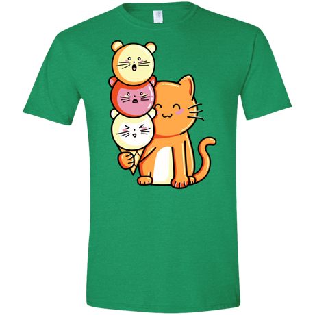 T-Shirts Heather Irish Green / M Cat and Micecream Men's Semi-Fitted Softstyle