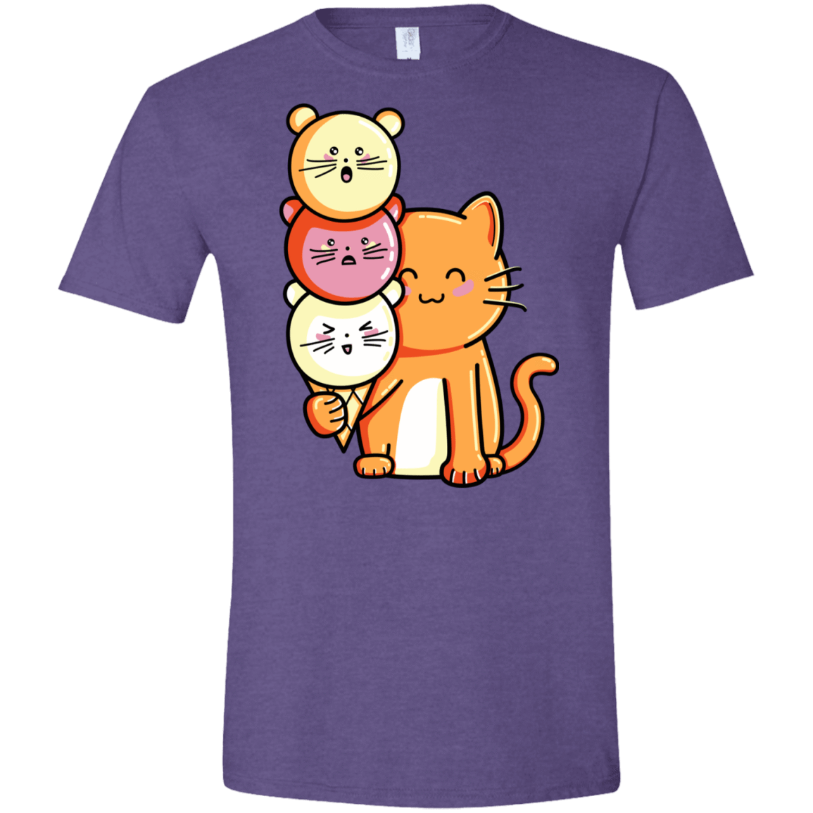 T-Shirts Heather Purple / S Cat and Micecream Men's Semi-Fitted Softstyle