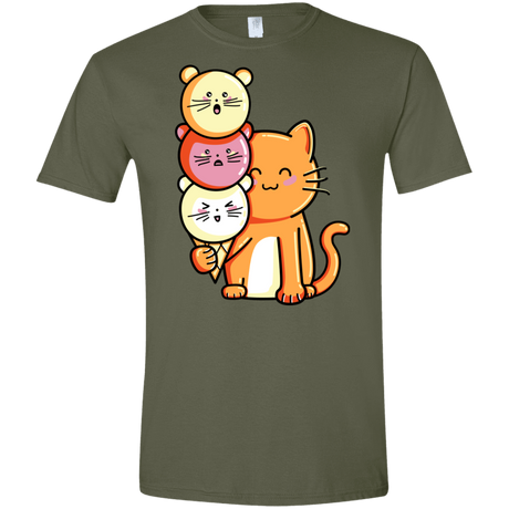 T-Shirts Military Green / S Cat and Micecream Men's Semi-Fitted Softstyle