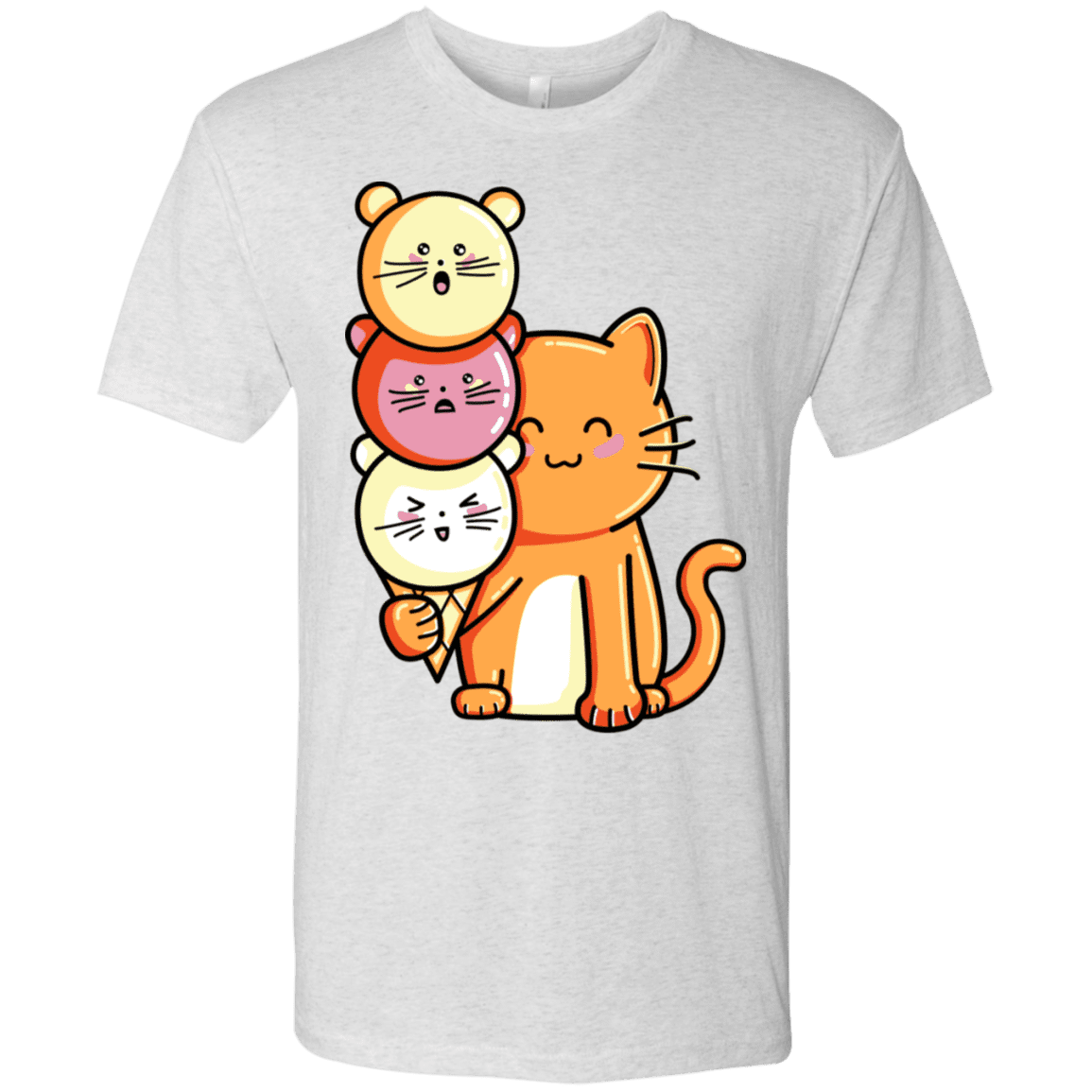 T-Shirts Heather White / S Cat and Micecream Men's Triblend T-Shirt