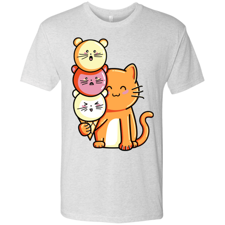 T-Shirts Heather White / S Cat and Micecream Men's Triblend T-Shirt