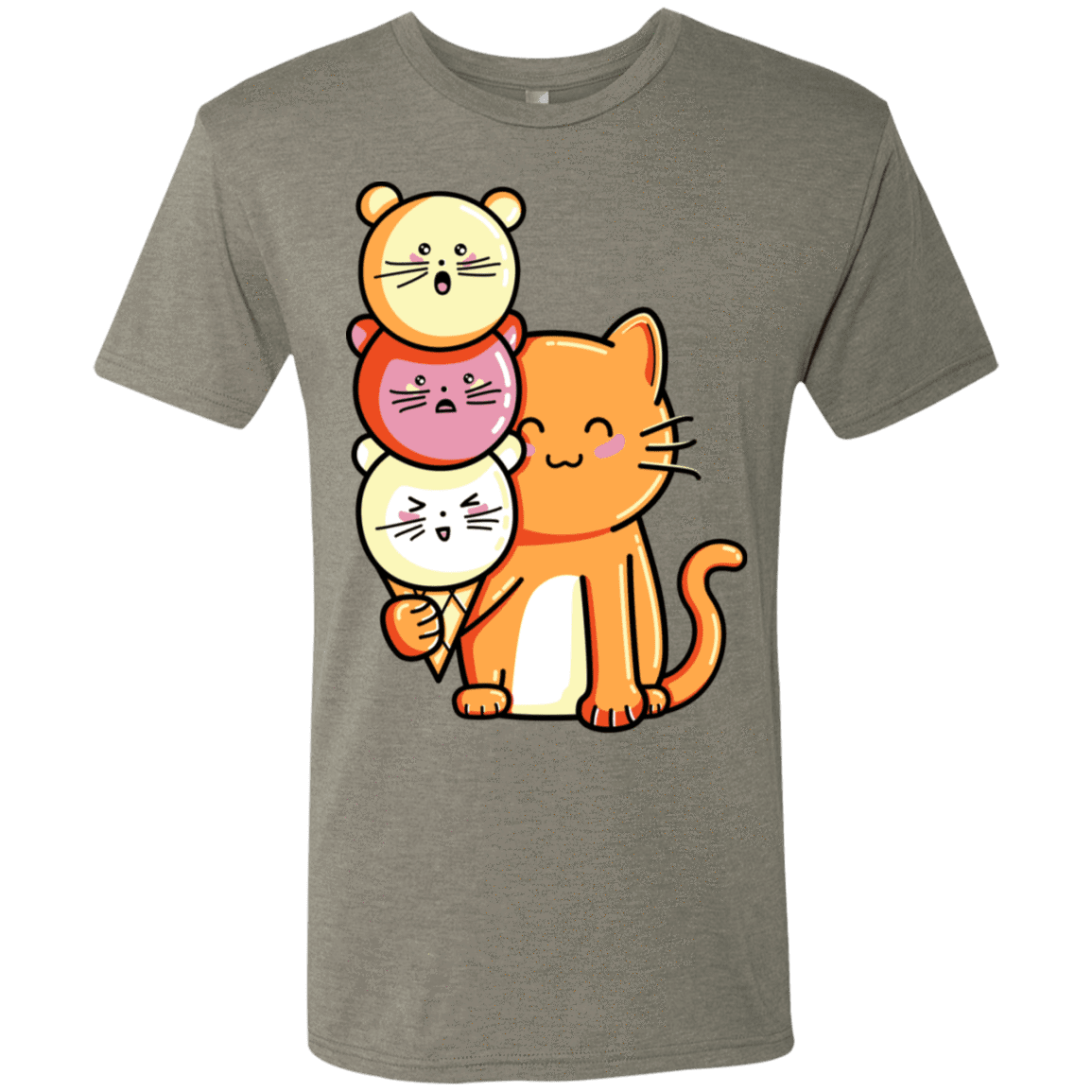 T-Shirts Venetian Grey / S Cat and Micecream Men's Triblend T-Shirt