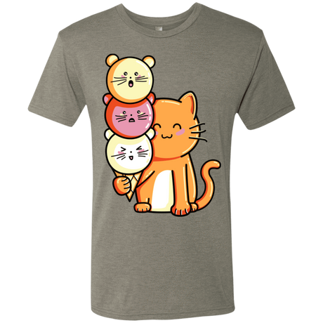 T-Shirts Venetian Grey / S Cat and Micecream Men's Triblend T-Shirt