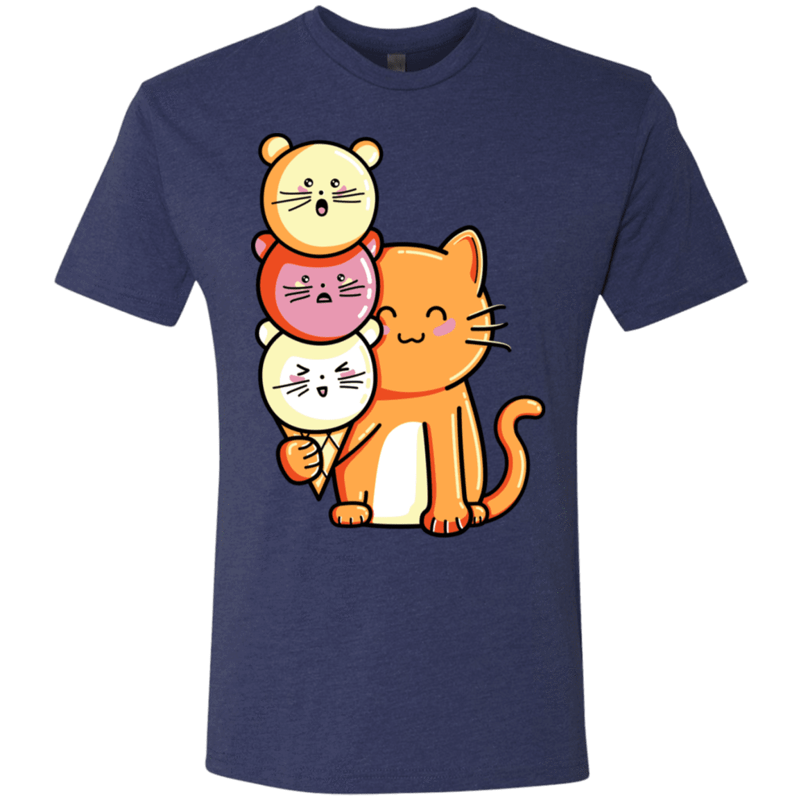 T-Shirts Vintage Navy / S Cat and Micecream Men's Triblend T-Shirt