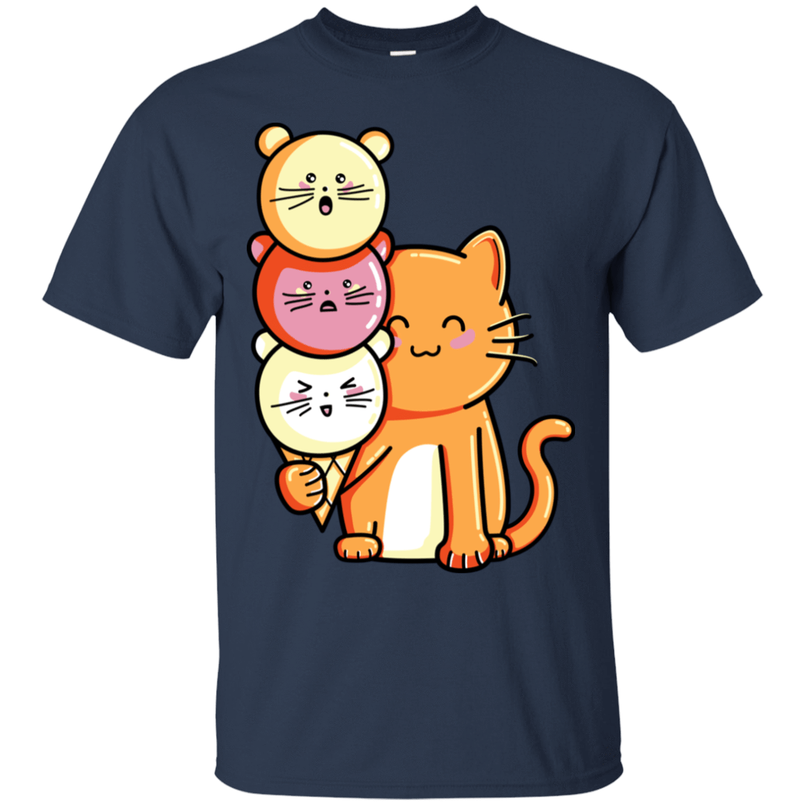 T-Shirts Navy / S Cat and Micecream T-Shirt