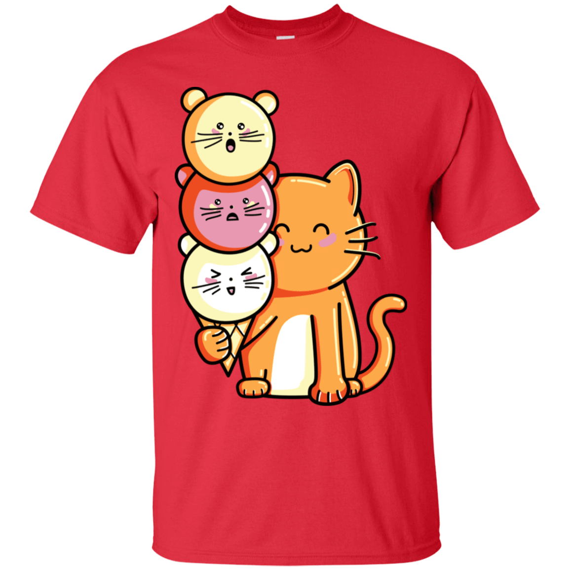 T-Shirts Red / S Cat and Micecream T-Shirt