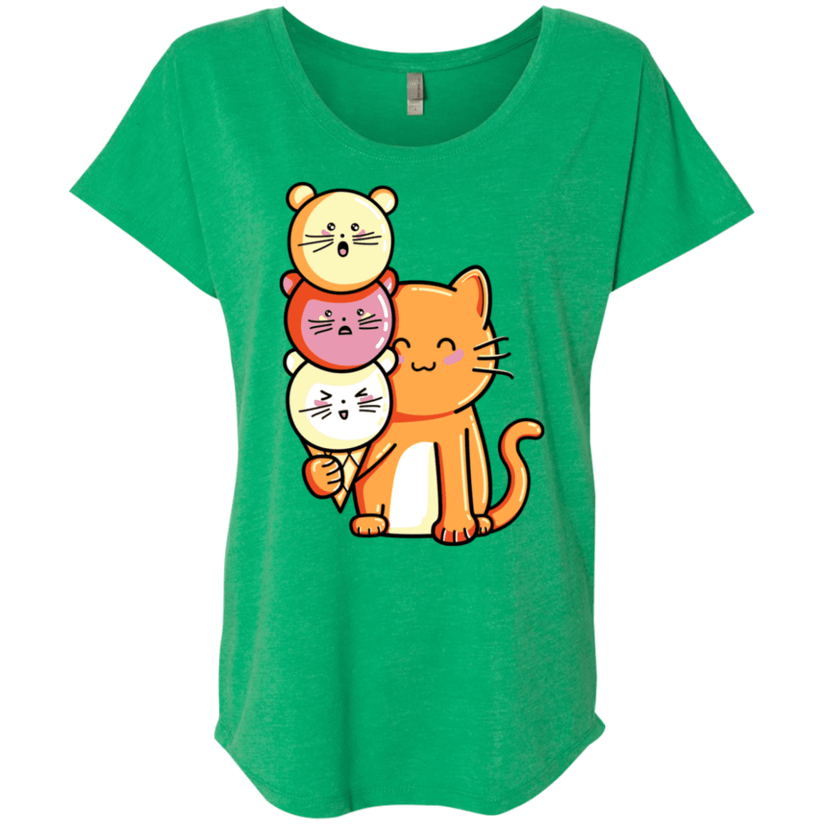 T-Shirts Envy / X-Small Cat and Micecream Triblend Dolman Sleeve