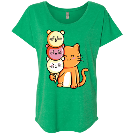 T-Shirts Envy / X-Small Cat and Micecream Triblend Dolman Sleeve