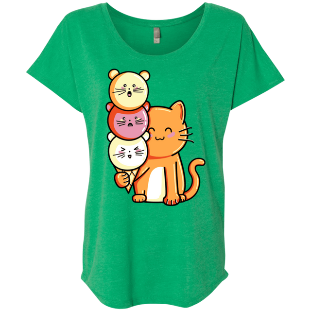 T-Shirts Envy / X-Small Cat and Micecream Triblend Dolman Sleeve