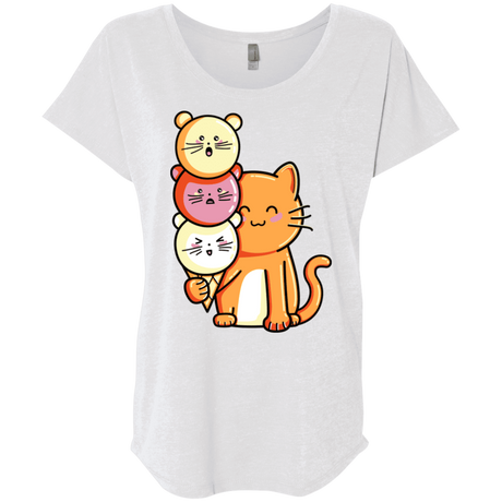 T-Shirts Heather White / X-Small Cat and Micecream Triblend Dolman Sleeve