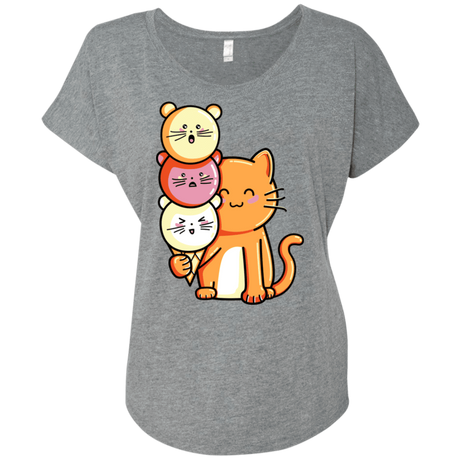 T-Shirts Premium Heather / X-Small Cat and Micecream Triblend Dolman Sleeve