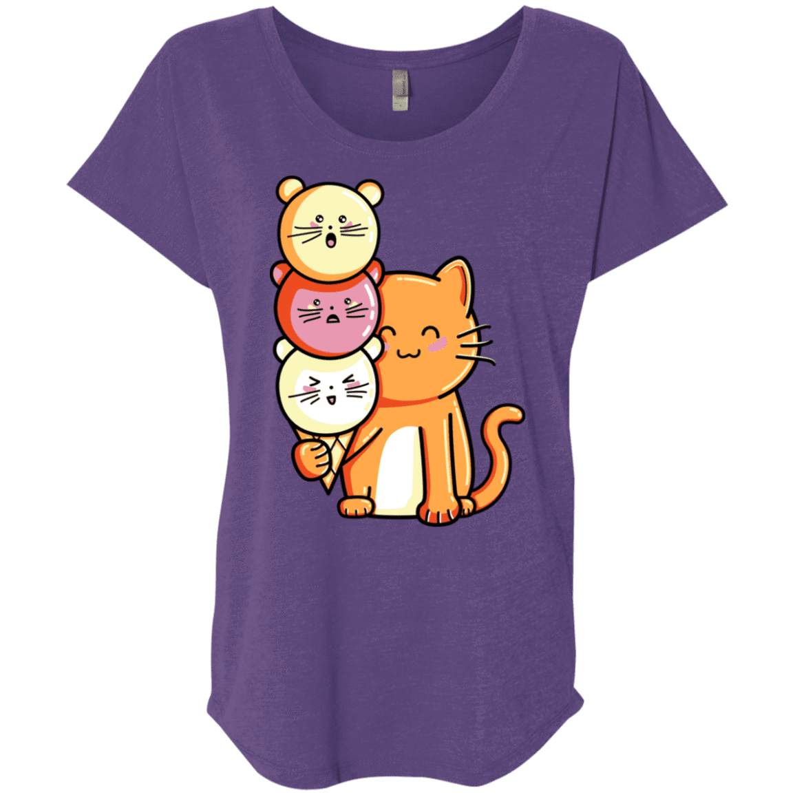 T-Shirts Purple Rush / X-Small Cat and Micecream Triblend Dolman Sleeve