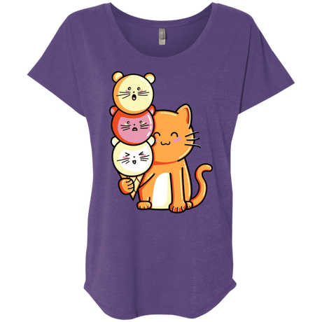 T-Shirts Purple Rush / X-Small Cat and Micecream Triblend Dolman Sleeve