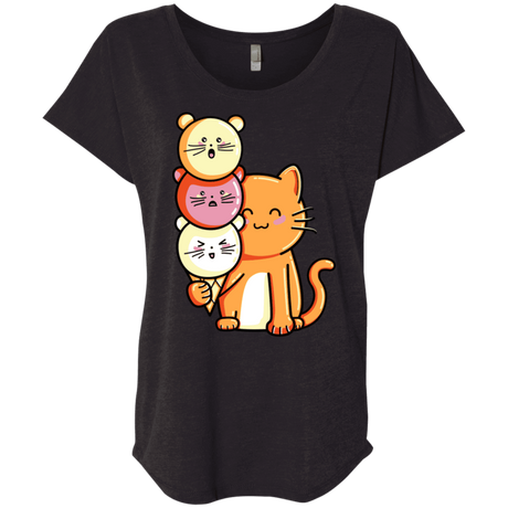 T-Shirts Vintage Black / X-Small Cat and Micecream Triblend Dolman Sleeve
