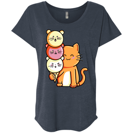 T-Shirts Vintage Navy / X-Small Cat and Micecream Triblend Dolman Sleeve