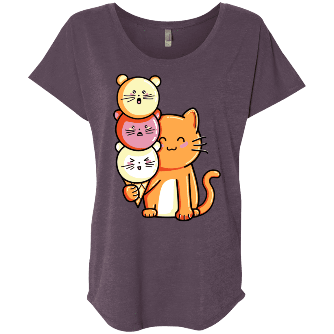 T-Shirts Vintage Purple / X-Small Cat and Micecream Triblend Dolman Sleeve