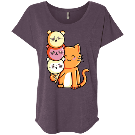 T-Shirts Vintage Purple / X-Small Cat and Micecream Triblend Dolman Sleeve