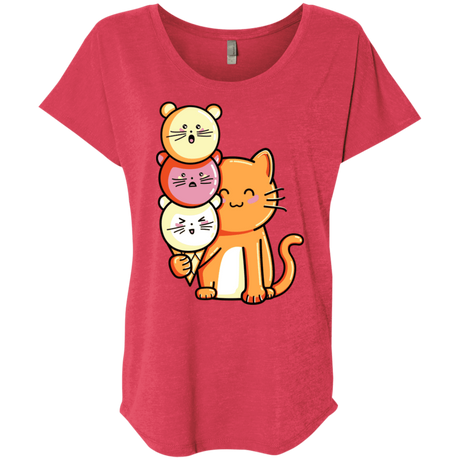 T-Shirts Vintage Red / X-Small Cat and Micecream Triblend Dolman Sleeve