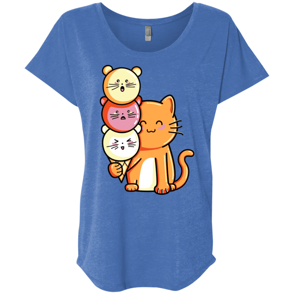 T-Shirts Vintage Royal / X-Small Cat and Micecream Triblend Dolman Sleeve