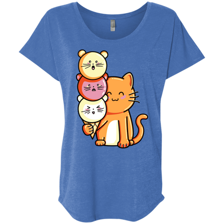 T-Shirts Vintage Royal / X-Small Cat and Micecream Triblend Dolman Sleeve