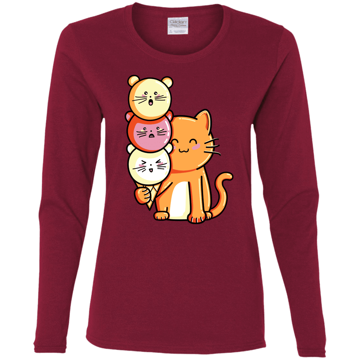 T-Shirts Cardinal / S Cat and Micecream Women's Long Sleeve T-Shirt