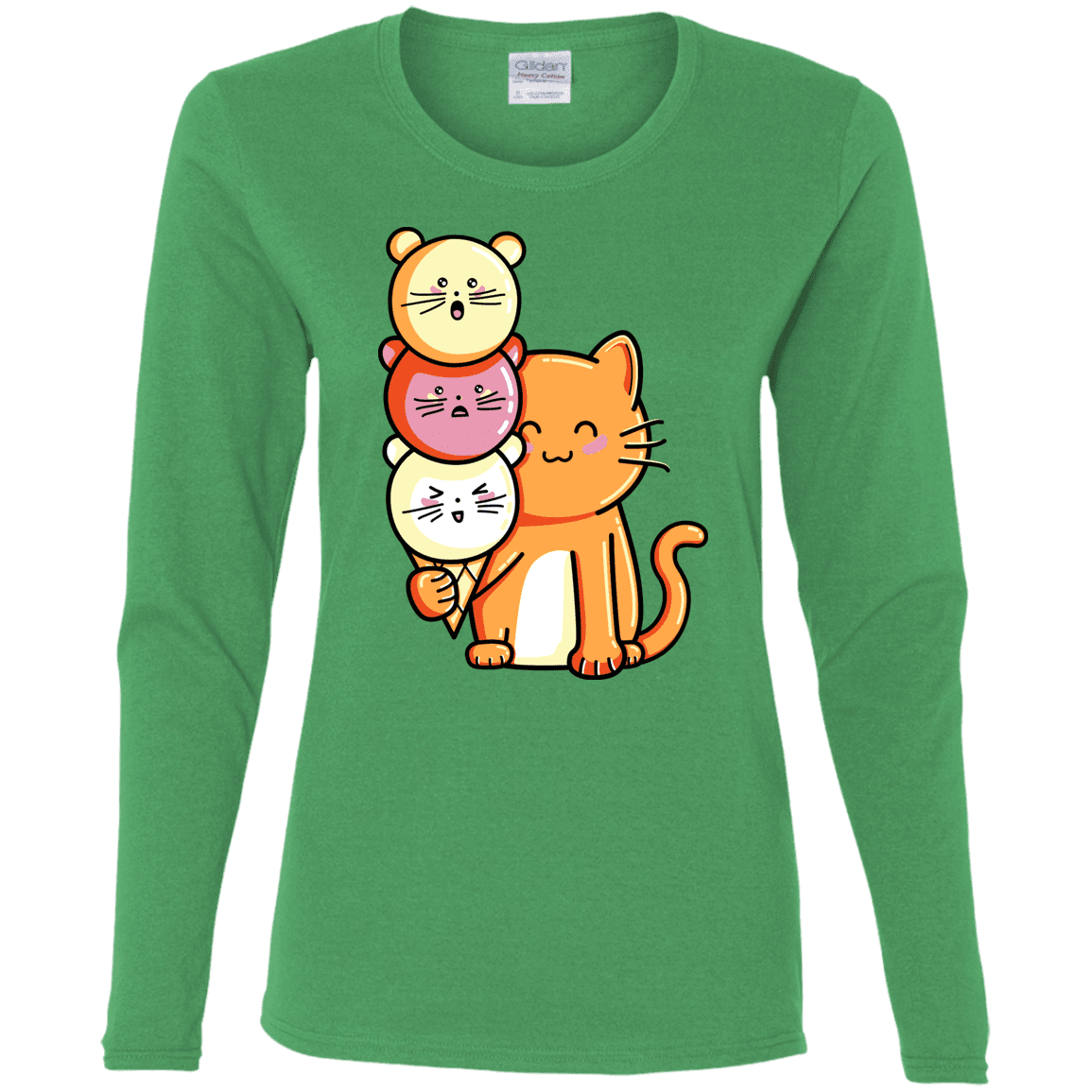 T-Shirts Irish Green / S Cat and Micecream Women's Long Sleeve T-Shirt