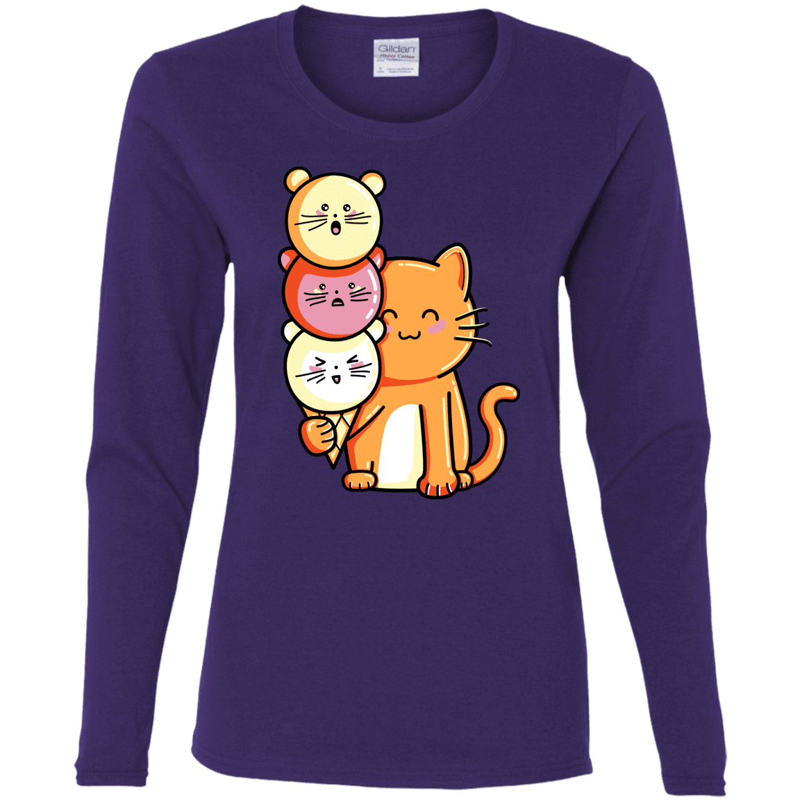 T-Shirts Purple / S Cat and Micecream Women's Long Sleeve T-Shirt