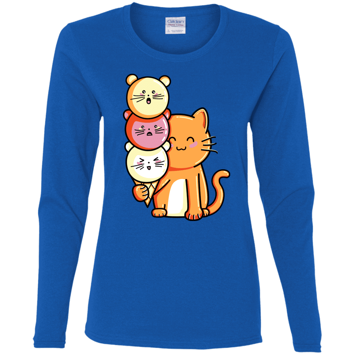 T-Shirts Royal / S Cat and Micecream Women's Long Sleeve T-Shirt