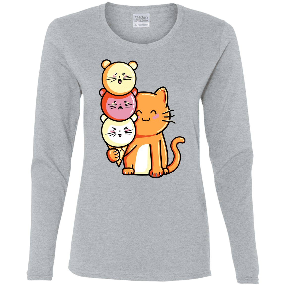 T-Shirts Sport Grey / S Cat and Micecream Women's Long Sleeve T-Shirt