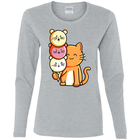 T-Shirts Sport Grey / S Cat and Micecream Women's Long Sleeve T-Shirt