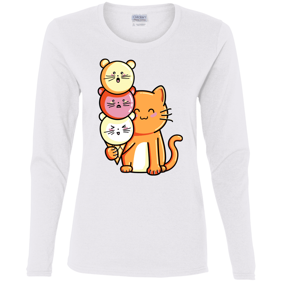 T-Shirts White / S Cat and Micecream Women's Long Sleeve T-Shirt