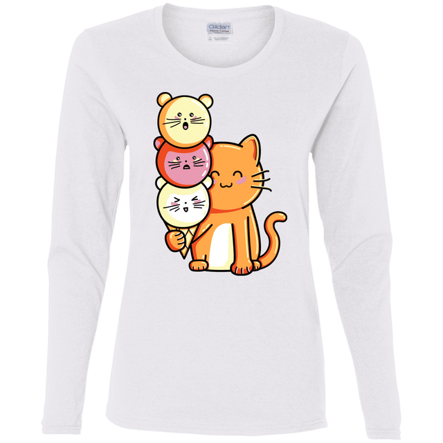 T-Shirts White / S Cat and Micecream Women's Long Sleeve T-Shirt