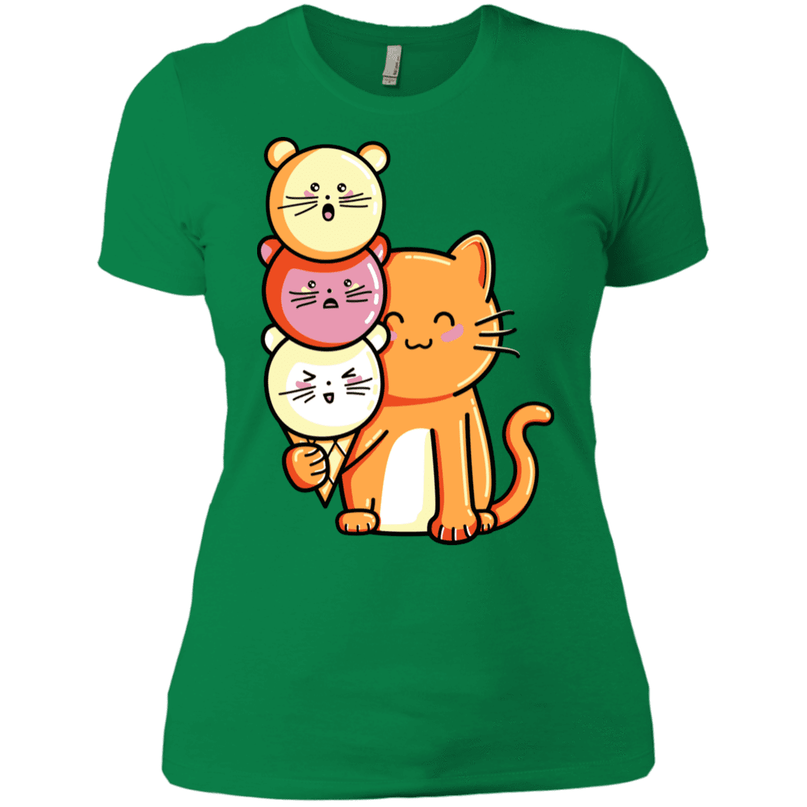 T-Shirts Kelly Green / X-Small Cat and Micecream Women's Premium T-Shirt