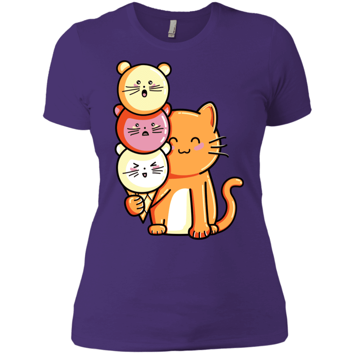 T-Shirts Purple Rush/ / X-Small Cat and Micecream Women's Premium T-Shirt