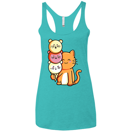 T-Shirts Tahiti Blue / X-Small Cat and Micecream Women's Triblend Racerback Tank
