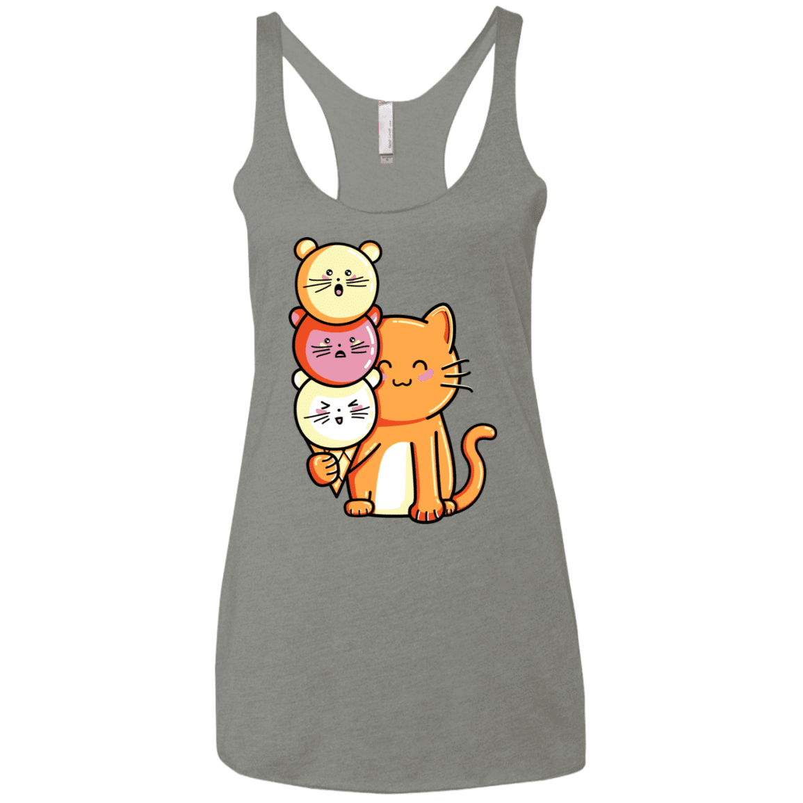 T-Shirts Venetian Grey / X-Small Cat and Micecream Women's Triblend Racerback Tank