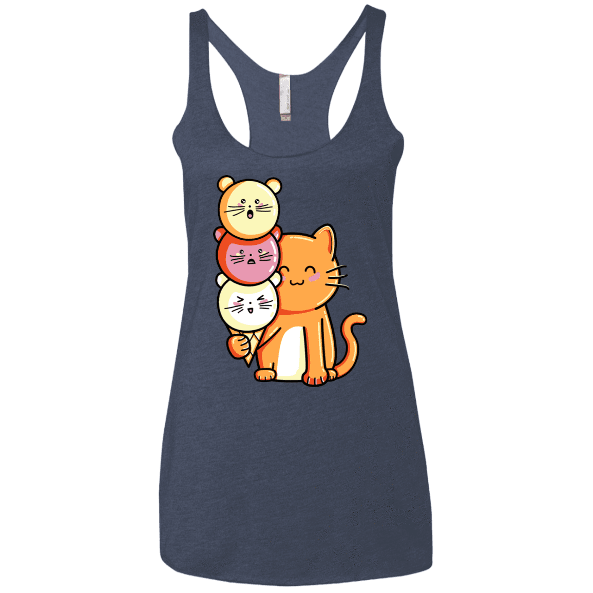 T-Shirts Vintage Navy / X-Small Cat and Micecream Women's Triblend Racerback Tank