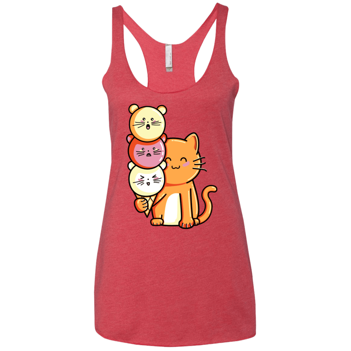 T-Shirts Vintage Red / X-Small Cat and Micecream Women's Triblend Racerback Tank