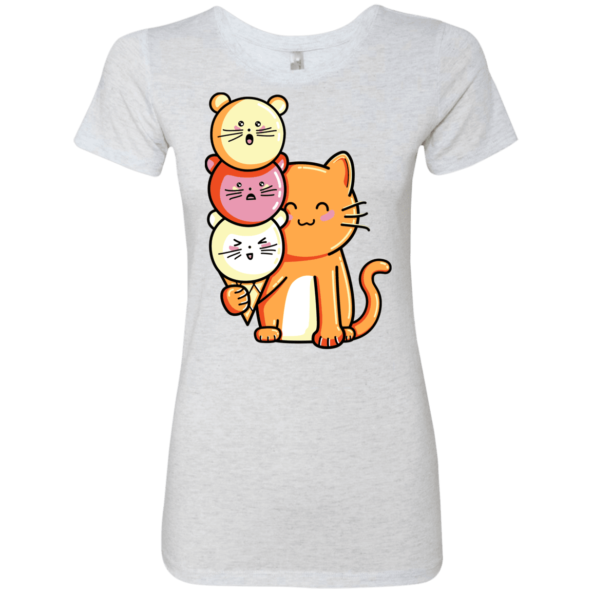 T-Shirts Heather White / S Cat and Micecream Women's Triblend T-Shirt