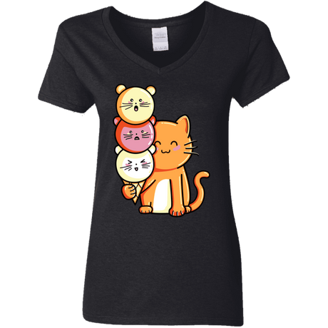 T-Shirts Black / S Cat and Micecream Women's V-Neck T-Shirt