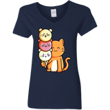 T-Shirts Navy / S Cat and Micecream Women's V-Neck T-Shirt