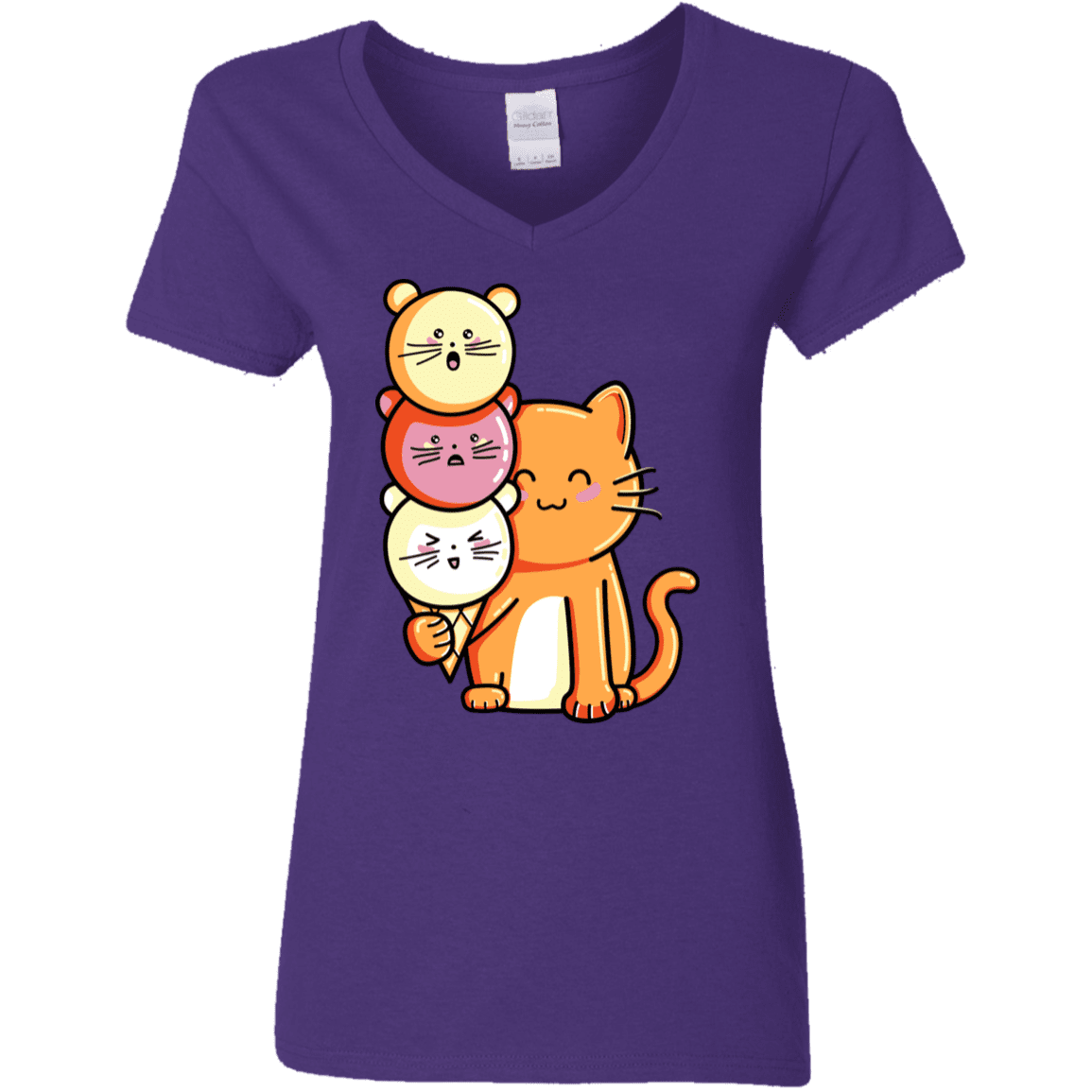 T-Shirts Purple / S Cat and Micecream Women's V-Neck T-Shirt