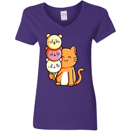 T-Shirts Purple / S Cat and Micecream Women's V-Neck T-Shirt