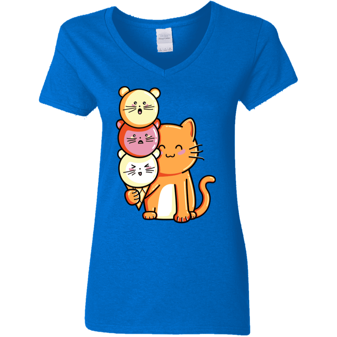 T-Shirts Royal / S Cat and Micecream Women's V-Neck T-Shirt