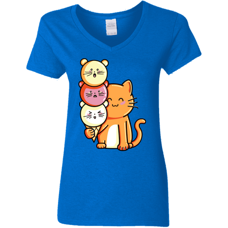 T-Shirts Royal / S Cat and Micecream Women's V-Neck T-Shirt