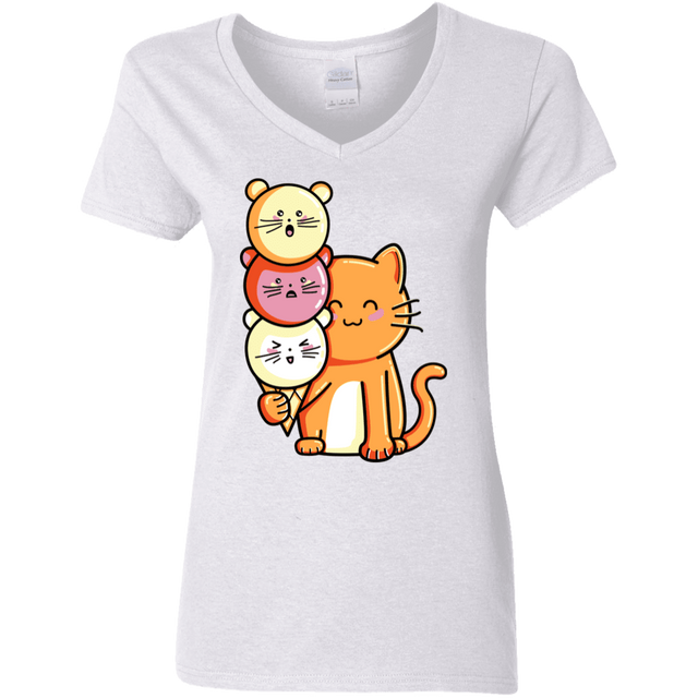 T-Shirts White / S Cat and Micecream Women's V-Neck T-Shirt