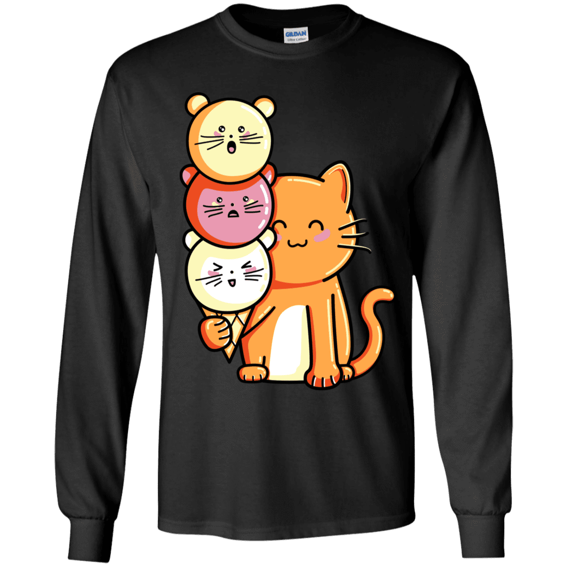 T-Shirts Black / YS Cat and Micecream Youth Long Sleeve T-Shirt