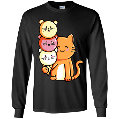 T-Shirts Black / YS Cat and Micecream Youth Long Sleeve T-Shirt